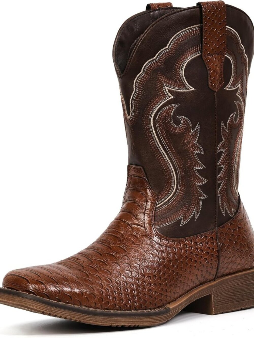 Stylish Mid Calf Western Cowboy Boots for Men - Square Toe Design, Durable
